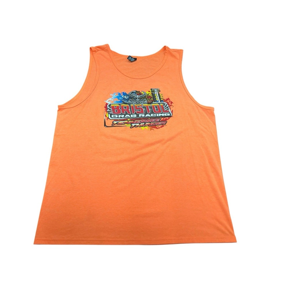 Men's‎ 2XL District Bristol Drag Racing Tennessee Thunder Orange Tank Top Tshirt